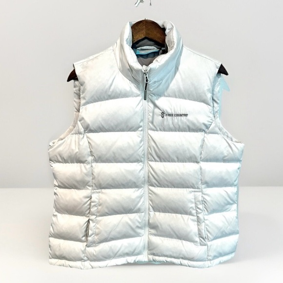 Jackets & Blazers - Free Country Womens XL White Puffer Vest Down Waterfowl Feathers Full Zip